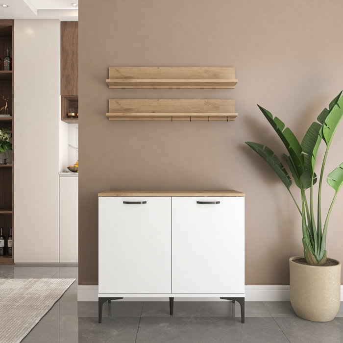 Hanah Home Armario Multiusos Blanco y Nogal